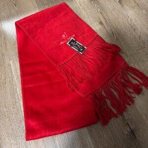 NWT Alpaca Camargo bright red fringe scarf